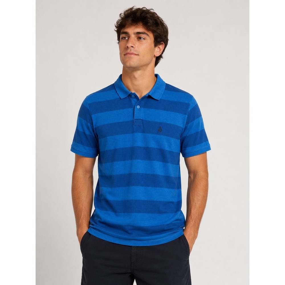 Blue Volcom polo shirt with embroidered logo size Large